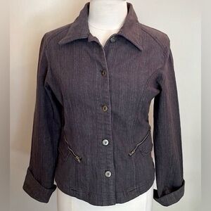 FDJ French Dressing Grey Denim Button Down Long Sleeve Cuffed Jean Jacket SZ S